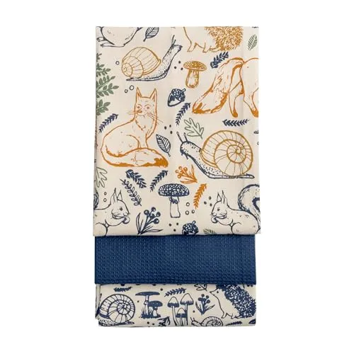 Price & Kensington Woodland Geschirrtücher, 3 Stück in blau von Price & Kensington
