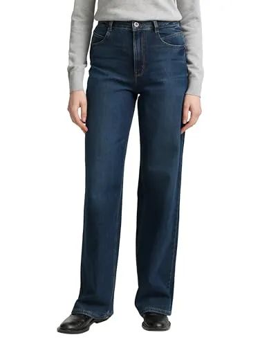 TOM TAILOR Weite Jeans, Gr. 32 - Länge 34 - Damen-Jeans im Four-Pocket Style, figurumspielendes Hosenbein, hohe Leibhöhe und langlebige Qualität für vielseitige Looks.