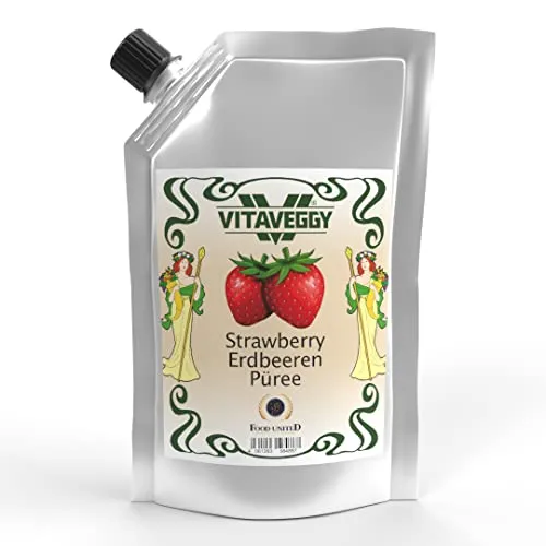 VITAVEGGY ERDBEER-FRUCHT-PÜREE 2x 1kg von Food-United strawberry-fruit-puree für Erdbeeren-Saft-Smoothie Himbeer-Erdbeer-Sorbet-Cocktail-Shake ohne Aroma- Farb- & Konservierungsmittel (2)
