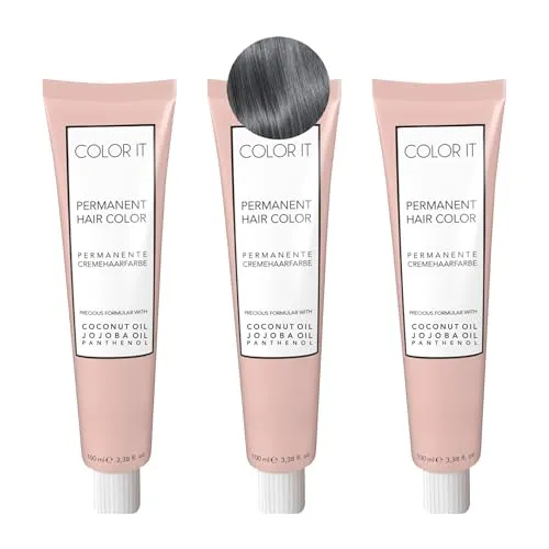 COLOR.IT by BM - Permanente Haarfarbe in Salonqualität, 3x 100ml (Mixton Grau, 3er Pack)