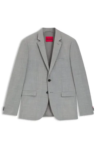 HUGO Slim-Fit Anzugsakko aus Woll-Mix in Grau/Schwarz (Größe 50) - Elegantes Slim-Fit Sakko aus hochwertigem Woll-Mix, ideal für Business-Anlässe. Mit Reverskragen und knopflosem Verschluss für einen modernen Look.