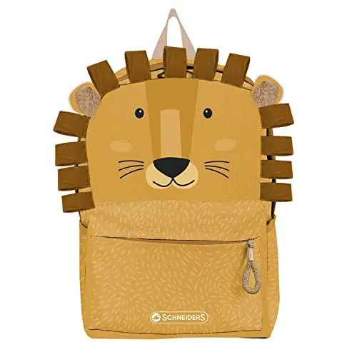 Walker Gelb Unisex Kinder Schneiders 49456-021 Kinderrucksack mit 2 Reißverschlussfächern, Seitentaschen, gepolsterter Rücken, wasserdicht, für Kindergarten, Schule, Freizeit und Reisen Löwe Senf ca. 18,5 x 11 x 27 cm