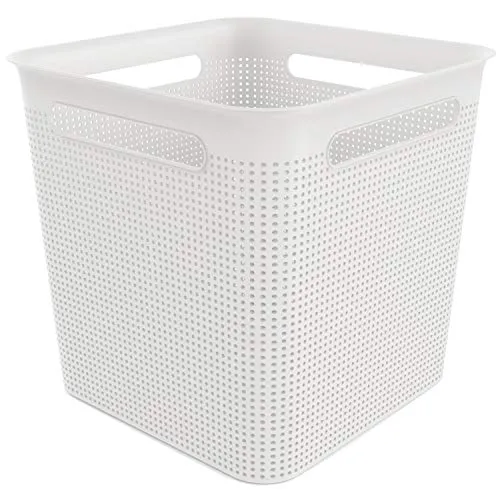 Rotho Brisen quadratische Aufbewahrungsbox 18l mit 4 Griffen, Kunststoff (PP) BPA-frei, weiss, 18l (29,1 x 29,1 x 28,1 cm)