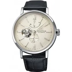 Orient Star Classic RE-AV0002S00B Halbautomatische Herrenuhr - Armbanduhren, elegante Herrenuhr mit automatischem Uhrwerk, mineralglas, 50m wasserdicht und stilvollem Lederarmband in Schwarz.