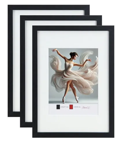 IDEAL TREND Bilderrahmen Set Holzbilderrahmen mit Passepartout Elegantes Design Foto Rahmen C, für 3 Bilder