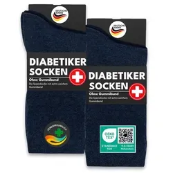 Paar Diabetiker Socken ohne Gummi 97% Baumwolle Damen Herren Socken ohne Naht (Jeans 43-46) - Blau - 43-46 6