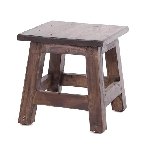 DESIGN DELIGHTS RUSTIKALER Vintage FUSSHOCKER PALO - Hocker fürs Kinderzimmer, aus massivem Mahagoni mit einzigartigem Vintage-Look, ideal als Sitzgelegenheit oder Beistelltisch für individuelle Gestaltung.