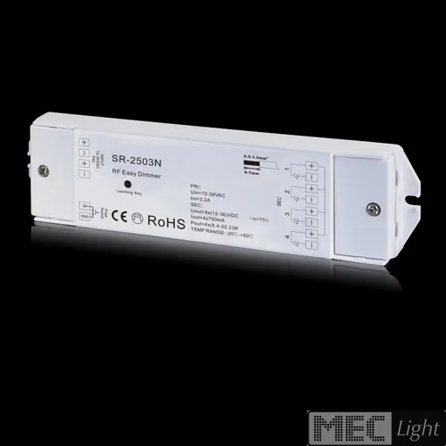 4-Kanal Empfänger (SR-1009FA7) für Zonen Funk-LED-Dimmer/Schalter - 12V 4x 700mA