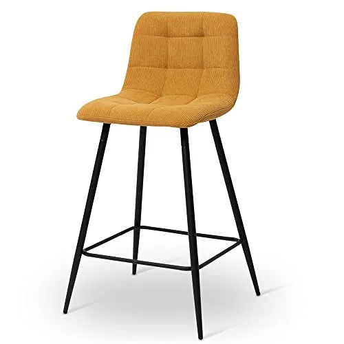 Milton & Oldbrook Barhocker, Velours, niedrig, Berlin, Gelb in gelb von Milton & Oldbrook