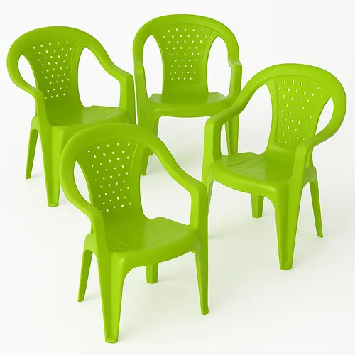 Kinderstuhl Gartenstuhl Stuhl für Kinder Garten Terrasse Plastik Stühle Grün 4 x
