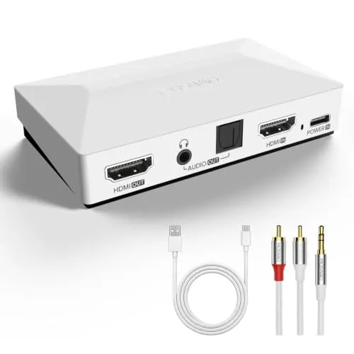 MOSWAG HDMI Audio Extractor,4k 60Hz HDMI ARC auf Toslink Splitter Adapter | HDMI-Audio-Video-Trenner mit 3,5 mm bis 2 RCA Nylon Braided Kabel, USB-C-Kabel, Konverter kompatibel mit PS5/PS4/PS3