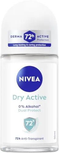 NIVEA Dry Active Deo Roll-On, Antitranspirant Roller mit 72h Schutz und antibakterieller Dual-Protect-Formel, pflegendes Deodorant mit frischem Duft (50 ml)