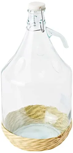 Home Glasballon mit mechanischem Deckel, 5 Liter, transparent/beige, 18 x 18 x 35 cm