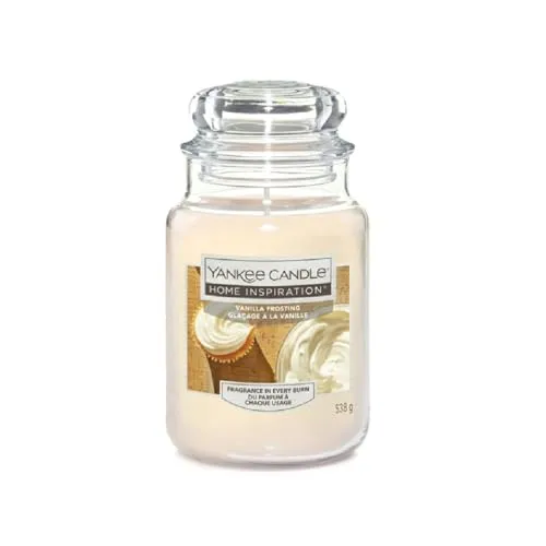 Yankee Candle Home Inspiration Duftkerze Vanilla Frosting - Drogerie, große Glas-Gefäßkerze mit verführerischem Vanillefrosting-Duft, ideal für eine gemütliche Atmosphäre.