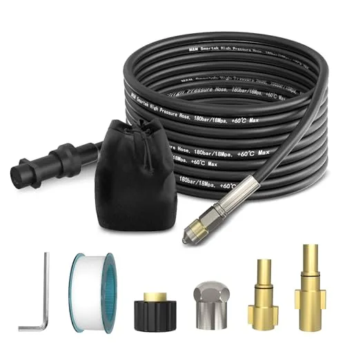 Premium Rohrreinigungsschlauch SET von M&M Smartek. Universell einsetzbar für Kärcher, Lavor, Black & Decker. (15 Meter)