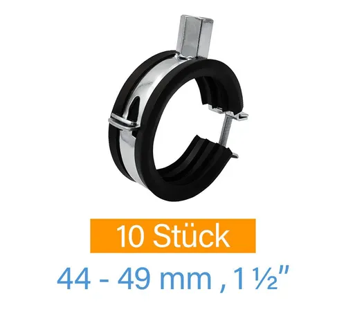 Symbionet Rohrschelle 10x Stahl Rohrschelle 44 - 49 mm Rohrhalter Rohrhalterung