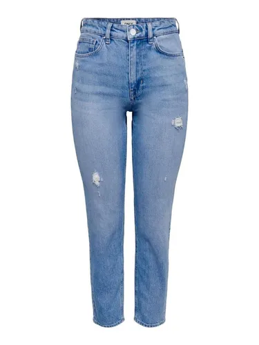 ONLY Women's ONLEMILY HW STR ANK DST DNM REA697 NOOS Jeans - Jeans für Jugendliche, gerade geschnitten mit hoher Taille und Gürtelschlaufen für einen modischen Look.