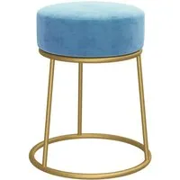 vidaXL Runder Hocker Hellblau Samt - Stilvoller Sitzkomfort - Hocker aus weichem Samt mit glamourösem Eisengestell, ideal für Flur oder Wohnzimmer. Platzsparendes Design und hoher Komfort für ein luxuriöses Zuhause.