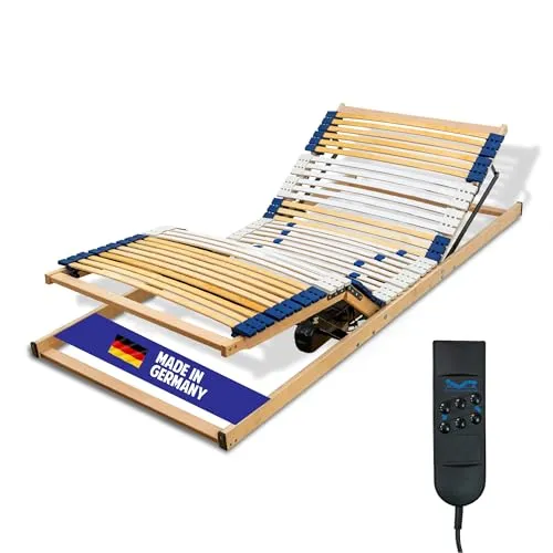 7-Zonen Lattenrost mit Motor 90x200 cm - elektrisch verstellbar für optimalen Schlafkomfort - Lattenroste - Ergonomisch mit 42 Federleisten, Kopf- und Fußteil elektrisch verstellbar für individuelle Schlafpositionen und maximalen Liegekomfort.