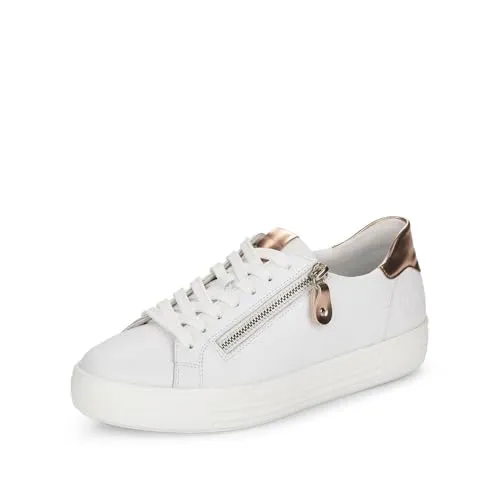 Remonte Damen D0903 Sneaker – Weiße Kombi, 38 EU - Damen-Sneaker aus hochwertigem Echtleder mit ultraleichter PU-Laufsohle und atmungsaktivem Futter für maximalen Tragekomfort.