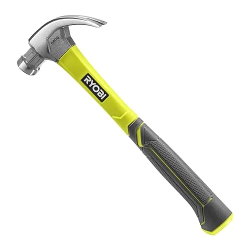 RYOBI Glasfaser-Nagelbrechhammer 560 Gramm RHHCC560 - Klauenhammer mit 560 g, ideal für Tischlerarbeiten. Der magnetische Nagelhalter und die gebogene Klaue sorgen für präzises Arbeiten und effizientes Entfernen von Nägeln.