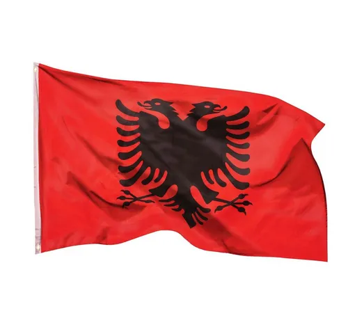 PHENO FLAGS Flagge Albanien Flagge 90 x 150 cm Albanische Fahne (Hissflagge für Fahnenmast), Inkl. 2 Messing Ösen