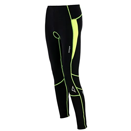 Airtracks Herren Winter Thermo Fahrradhose Lang Pro-T Thermo Hose Radhose Radlerhose Gepolstert Warm -SCHWARZ-NEON - L