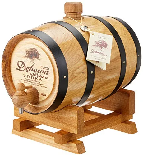 Vodka DEBOWA de Chene 40 % Vol. im 1 Liter Holzfass - Exklusiver Wodka aus Polen, in einem einzigartigen Holzfass verpackt – ideal als Geschenk und für besondere Anlässe.