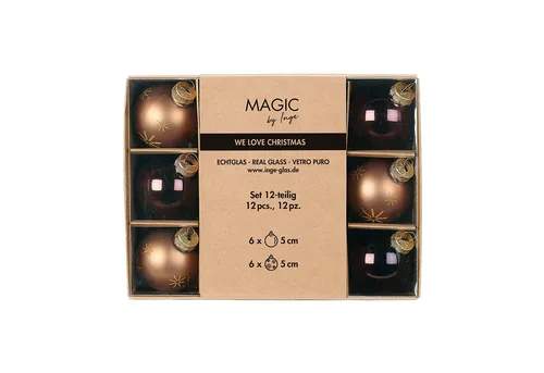 MAGIC by Inge Weihnachtsbaumkugel, Weihnachtskugeln Glas 5cm Schneeflocken Motiv 12er Set Elegant Lounge