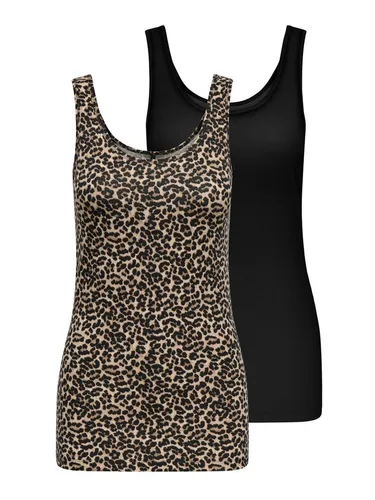 ONLY Tanktop ONLLIVE – Tanktops im Doppelpack mit Stretchkomfort (Set, 2-tlg) modisch, Jersey, slim fit, Baumwollmischung, Rundhals