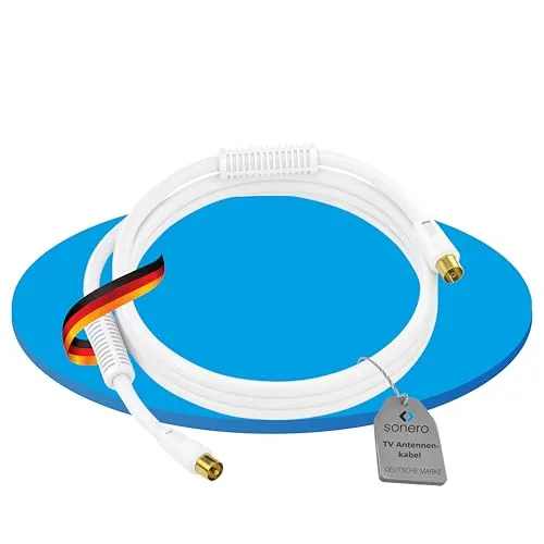 sonero Antennenkabel SAT Kabel Satelitenkabel mit Ferrite TV 4fach geschirmt, für HDTV, Internet, Satelit, DAB, Radio, 5,0m