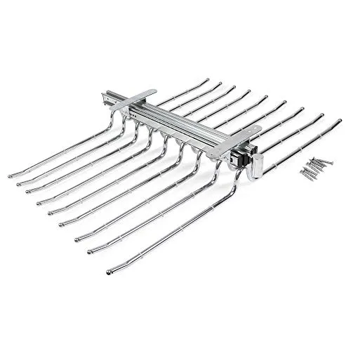 Emuca Ausziehbarer Doppelter Hosenbügel - Hosenbügel mit Platz für 18 Hosen, rutschfest und ausziehbar. Ideal für Ordnung im Schrank und einfaches Herausziehen dank Vollauszug.