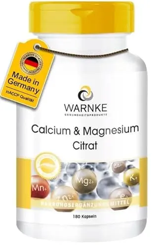 Calcium & Magnesium Citrat Kapseln 180 St - Calcium Nahrungsergänzung zur Unterstützung gesunder Knochen und Zähne. Enthält Magnesium für reduzierte Müdigkeit und normale Muskelfunktion. Ideal für die tägliche Mineralstoffaufnahme.