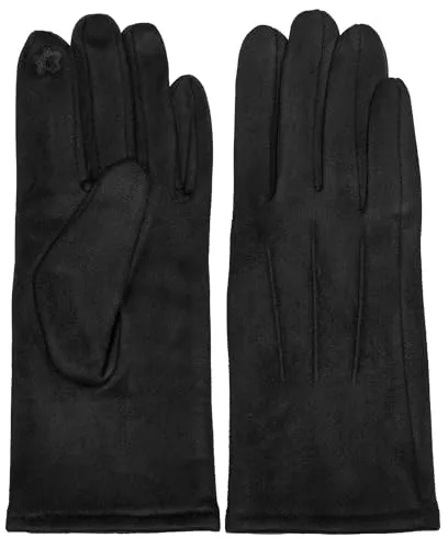 Caspar GLV014 klassisch elegante uni Damen Handschuhe mit 3 Nähten, Farbe:schwarz, Accessoires:One Size