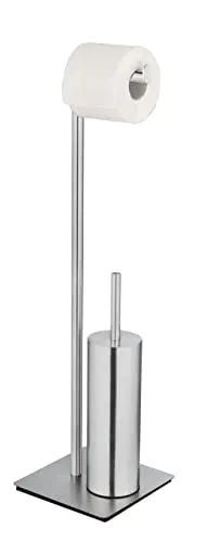 WENKO Stand WC-Garnitur Mod. Recco - WC-Bürsten & Halter, 2-in-1 Lösung mit schwerer Bodenplatte für Stabilität und modernes Design in Schwarz (Satiniert)