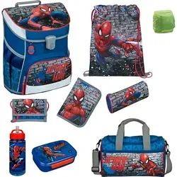 Scooli Ranzen-Set 9-teilig SPIDER-MAN Schulranzen-Set mit Sporttasche, Brotdose und Trinkflasche - Blau