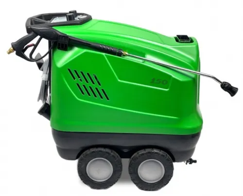 DeTec Heißwasser Hochdruckreiniger 150Bar - Hochdruckreiniger mit 140°C Heißwasser und 150 Bar Maximaldruck, ideal für hartnäckige Verschmutzungen. Langlebige Keramikpumpe und 10m Schlauch für effizientes Reinigen.