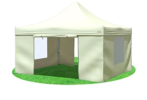Stabilezelte Faltpavillon 4x4 Meter Prof. Plus+ mit Fensterseiten Beige