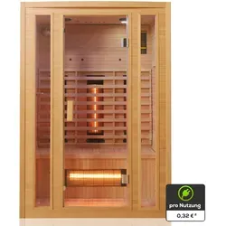 Tronitechnik® Infrarotkabine Infrarotsauna MANILA 130cm x 100cm inkl. 6 Vollspektrumstrahler, 2 Personen, LED, Hemlockholz