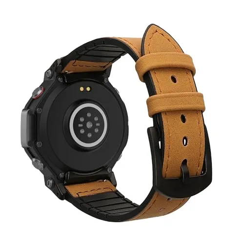 kwmobile Kunstleder Ersatzarmband kompatibel mit Amazfit T-Rex 3 Armband - Sportarmband aus Kunstleder und Silikon mit Uhrenverschluss