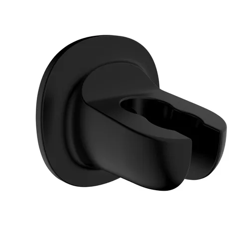 WENKO Duschkopfhalter Libertà Schwarz – Praktische Halterung ohne Bohren - Duschköpfe & -brausen, flexibler Halter aus hochwertigem Kunststoff, einfach ohne Bohren anzubringen und rückstandslos entfernbar.