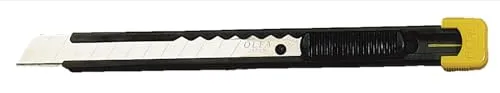 OLFA S - Cúter compacto con bloqueo automático, mango metálico y cuchilla de 9 mm