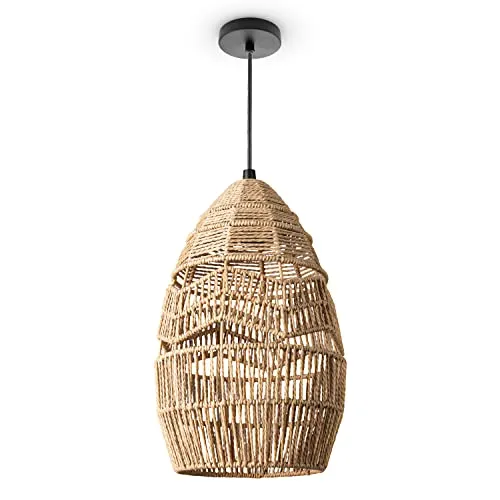 Paco Home Pendelleuchte Boho Rattan 30cm in beige von Paco Home