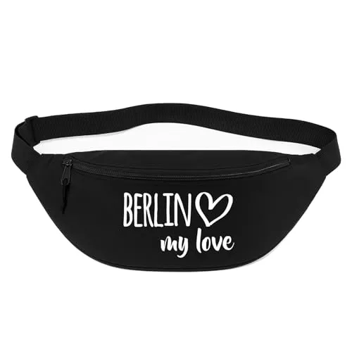 Huuraa Bauchtasche Berlin My Love Geschenk 2,5 Liter Black Crossbody Bag Berlin Geschenkidee