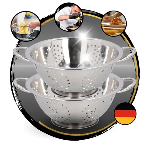 TronicXL 2 Stück Küchensieb Abseihsieb Salatsieb Nudelsieb Küche Sieb Edelstahl rostfrei Metall Abschütten