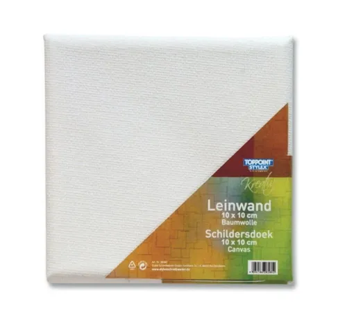 Stylex 28580-P6 - Keilrahmen 10 x 10 cm, mit Leinwand aus 100% Baumwollgewebe bespannt, grundiert, rückseitig geheftet, für Öl-, Acryl- und Temperafarben, Gouache - Malerei, 6 Stück