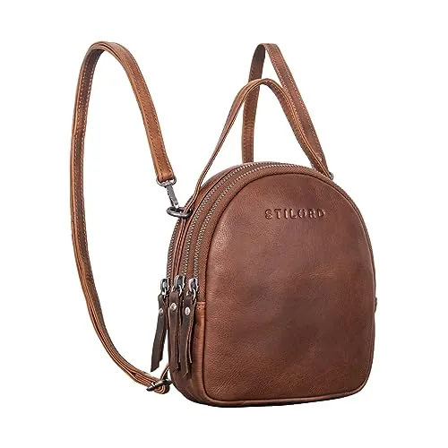 STILORD 'Stacy' Mini Rucksack Handtasche Damen - Damen-Rucksackhandtaschen aus hochwertigem Rindsleder mit 2-in-1 System: Tragen Sie es als eleganten Rucksack oder trendige Crossbody-Bag, ideal für City Ausflüge und Shopping.