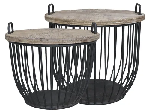 Chic Antique Beistelltisch mit Holzdeckel - Eleganter Beistelltisch in Schwarz mit Holzdeckel. Ideal für stilvolle Akzente im Wohnraum. Maße: 57 cm Breite, 48 cm Höhe.