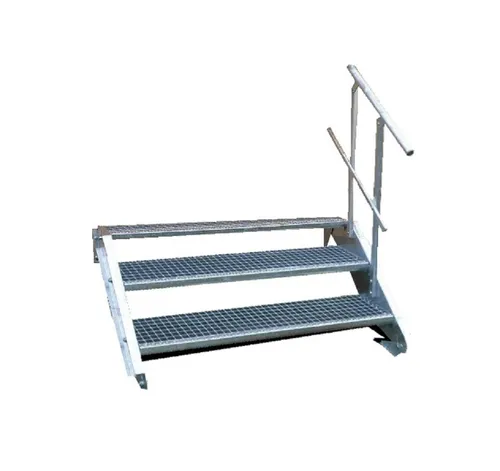 SRM Design Außentreppe 3 Stufen Treppe Geländer B. 100cm H. 40-60cm
