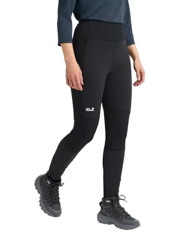 JACK WOLFSKIN HIKE WITH ME TIGHTS W, Damen - Trainingsbekleidung für Wanderungen, winddicht und wasserabweisend mit TEXASHIELD PRO Material, ideal für kaltes Wetter und aktive Bewegungen.